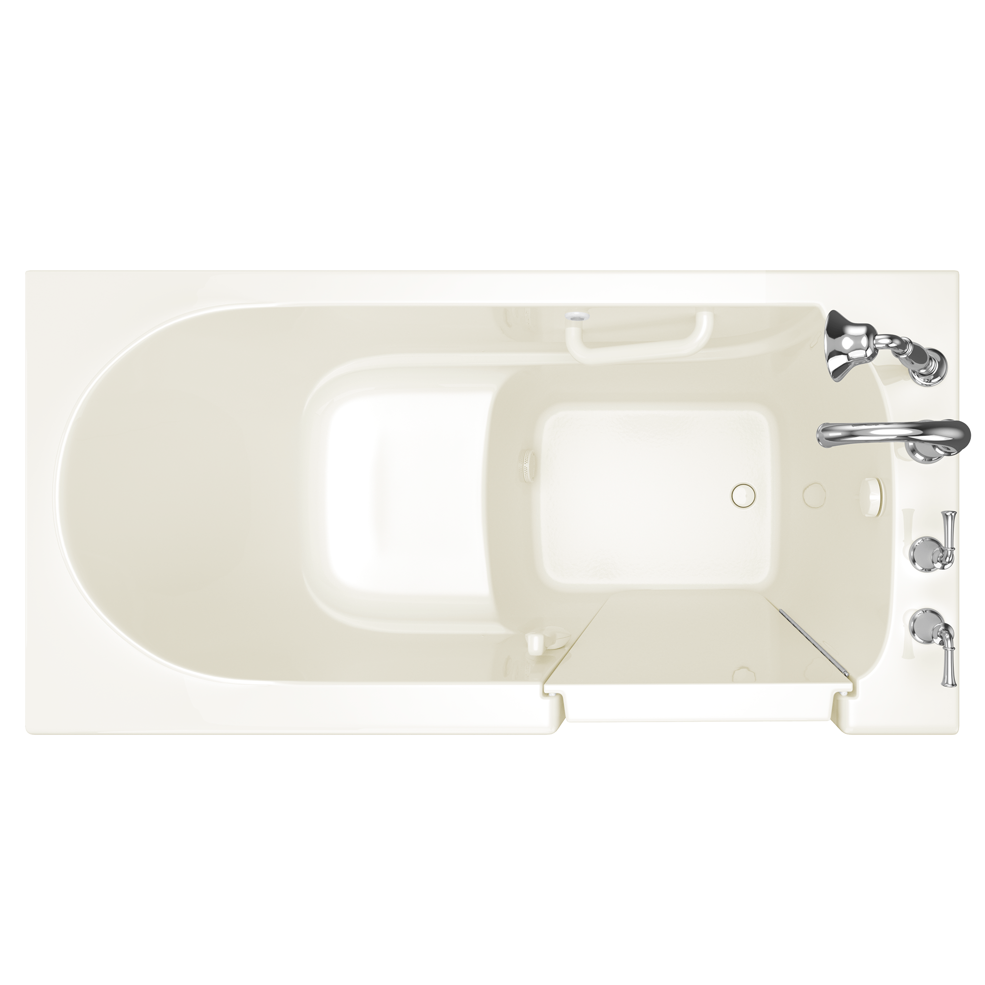 Gelcoat Value Series 30x60 Inch Soaking Walk In Bathtub   Right Hand Door and Drain WIB LINEN